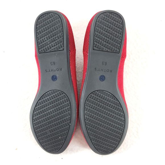 Rothy’s Red Knit Flats Slip-On Washable Shoes Eco-Friendly Size 6.5 Casual Chic - Picture 7 of 9
